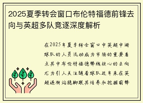 2025夏季转会窗口布伦特福德前锋去向与英超多队竞逐深度解析